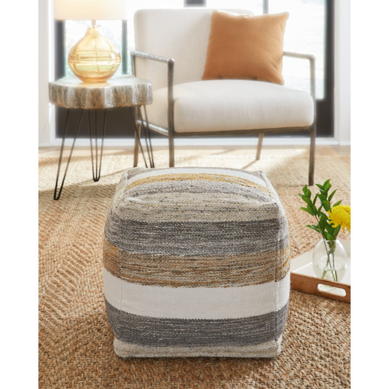 Signature Design by Ashley Josalind 16'' Wide Square Striped Pouf